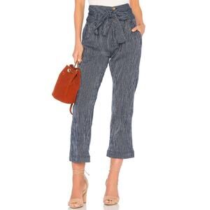 Free People Rumors Stripe High-Rise Crop Pants in Navy Size 4